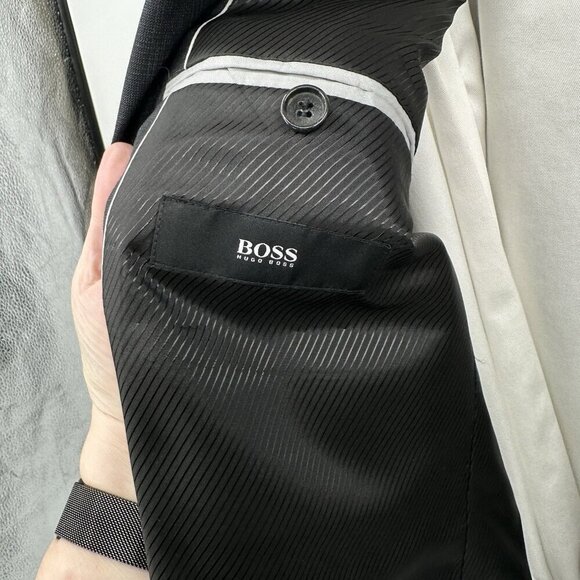 HUGO BOSS jacket blazer sport coat james4/sharp6 100% wool glen plaid gray 40R - Picture 7 of 10